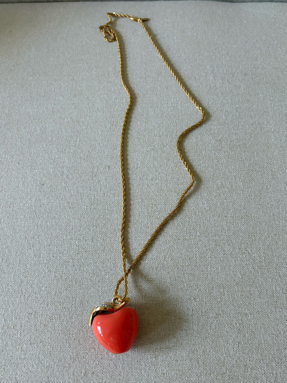 Kenneth Jay Lane Gold-Tone Chain with Apple Charm